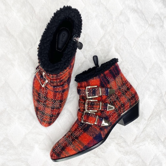 Chloe Susanna plaid boots with shearling lining - Picture 2 of 7